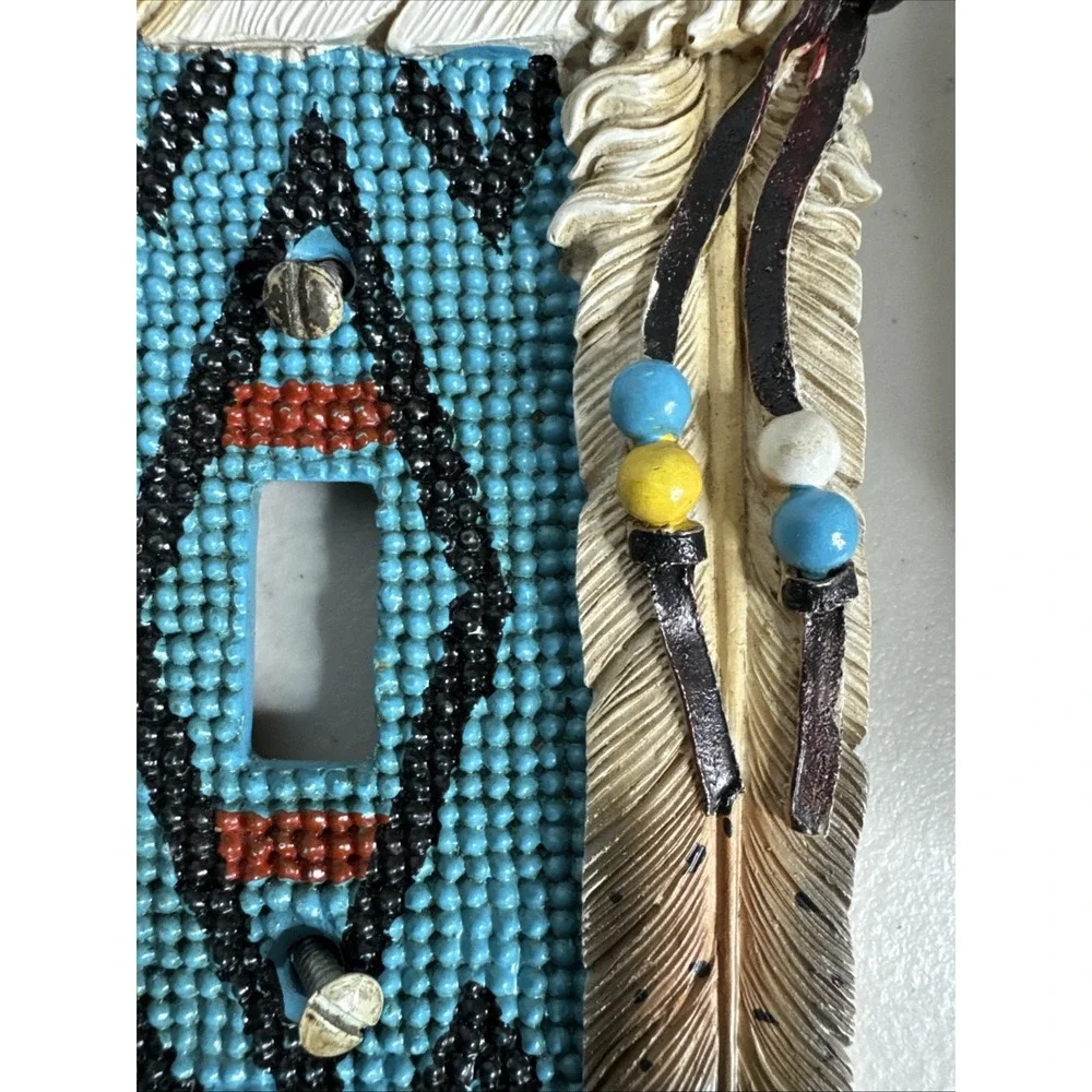 SOUTHWERN INDIAN FEATHER RESIN LIGHT SWITCH PLATE COVER